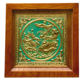  Tranh Hoa Sen 38x38cm không mạ nền xanh khung sồi 