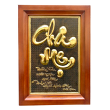  Tranh Cha Mẹ khổ dọc 38x54cm không mạ vàng nền đen khung gỗ sồi 