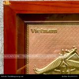  Tranh Chùa Một Cột 28x38cm không mạ nền hồng khung gỗ sồi 