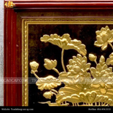  Tranh Hoa Sen 38x54cm không mạ nền đen khung sồi 