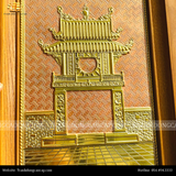 Tranh đồng Khuê Văn Các  28x38cm nền hồng 
