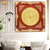  Tranh Trống gò KT 1mx1m-ĐK mặt trống 80cm,mạ vàng 10K cả khung 