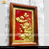  Tranh Hoa Sen 38x54cm nền đỏ,mạ vàng 24K 