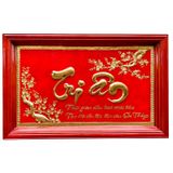  Tranh Tri Ân 68x108cm  không mạ nền đỏ khung sồi 