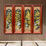  Tranh Tứ Quý Đồng Đỏ Dát Vàng 1m27x41cm 