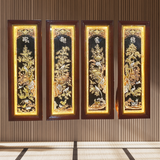  Tranh Tứ Quý Đồng Đỏ Dát Vàng 1m2x40cm 