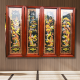  Tranh Tứ Quý Đồng Đỏ Dát Vàng 1m2x40cm 