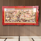  Tranh Vinh Quy Bái Tổ Đồng Đỏ Dát Vàng 1m7x90cm 