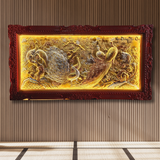  Tranh Vinh Hoa Phú Quý Đồng Vàng Dát Vàng Bạc 1m7x90cm 