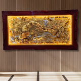  Tranh Vinh Hoa Phú Quý Đồng Vàng Dát Vàng Bạc 1m7x90cm 