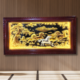  Tranh Mã Đáo Thành Công Đồng Vàng Dát Vàng 1m55x80cm 