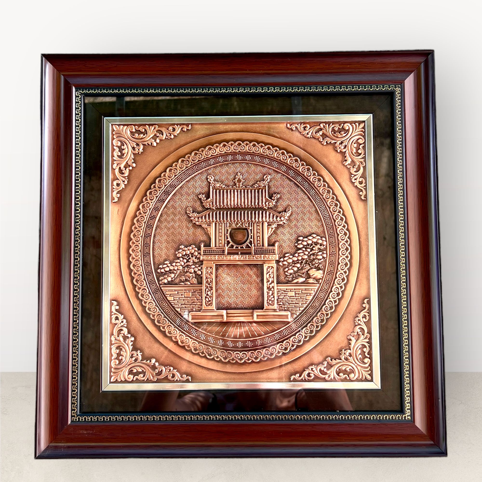  Tranh Văn Miếu đồng vàng 42x42cm 