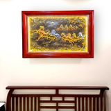  Tranh đồng Mã đáo thành công đồng vàng nền xước dát vàng bạc 72x112cm 