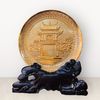  Tranh để bàn Văn Miếu đồng vàng mạ vàng 24K đk 20cm 
