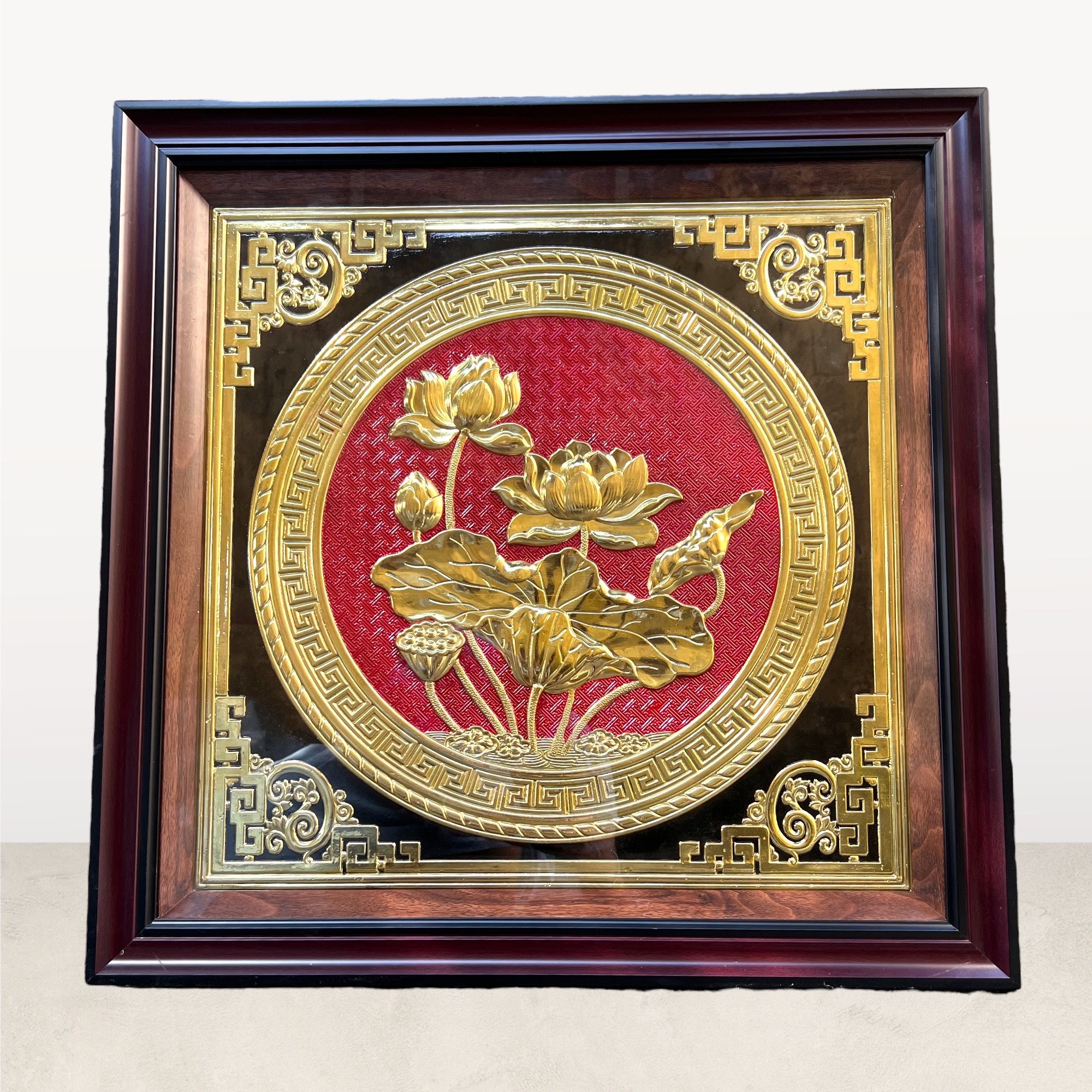  Tranh hoa sen đồng vàng 68x68cm mẫu 3 