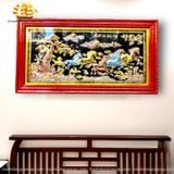  Tranh đồng Mã đáo thành công đồng vàng dát vàng bạc 90x170cm mẫu 2 