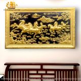  Tranh đồng Mã đáo thành công đồng vàng dát vàng, khung đồng 128x218cm 