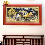  Tranh đồng Mã đáo thành công đồng vàng dát vàng bạc khung hương 127x231cm 