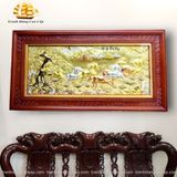  Tranh đồng Mã đáo thành công đồng vàng nền xước dát tam khí 90x170cm mẫu 1 