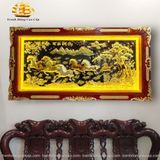  Tranh đồng Mã đáo thành công đồng vàng dát vàng bạc, khung đục dát 120x230cm 