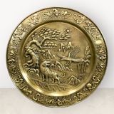  Tranh mâm đồng anh hùng tương ngộ màu giả cổ đường kính 52cm 