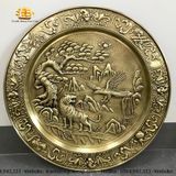  Tranh mâm đồng anh hùng tương ngộ màu giả cổ đường kính 52cm 