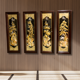  Tranh Tứ Quý Đồng Vàng Dát Vàng 1m27x41cm 