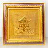  Tranh để bàn Chùa Một Cột đồng vàng mạ vàng 24K 30x30cm 