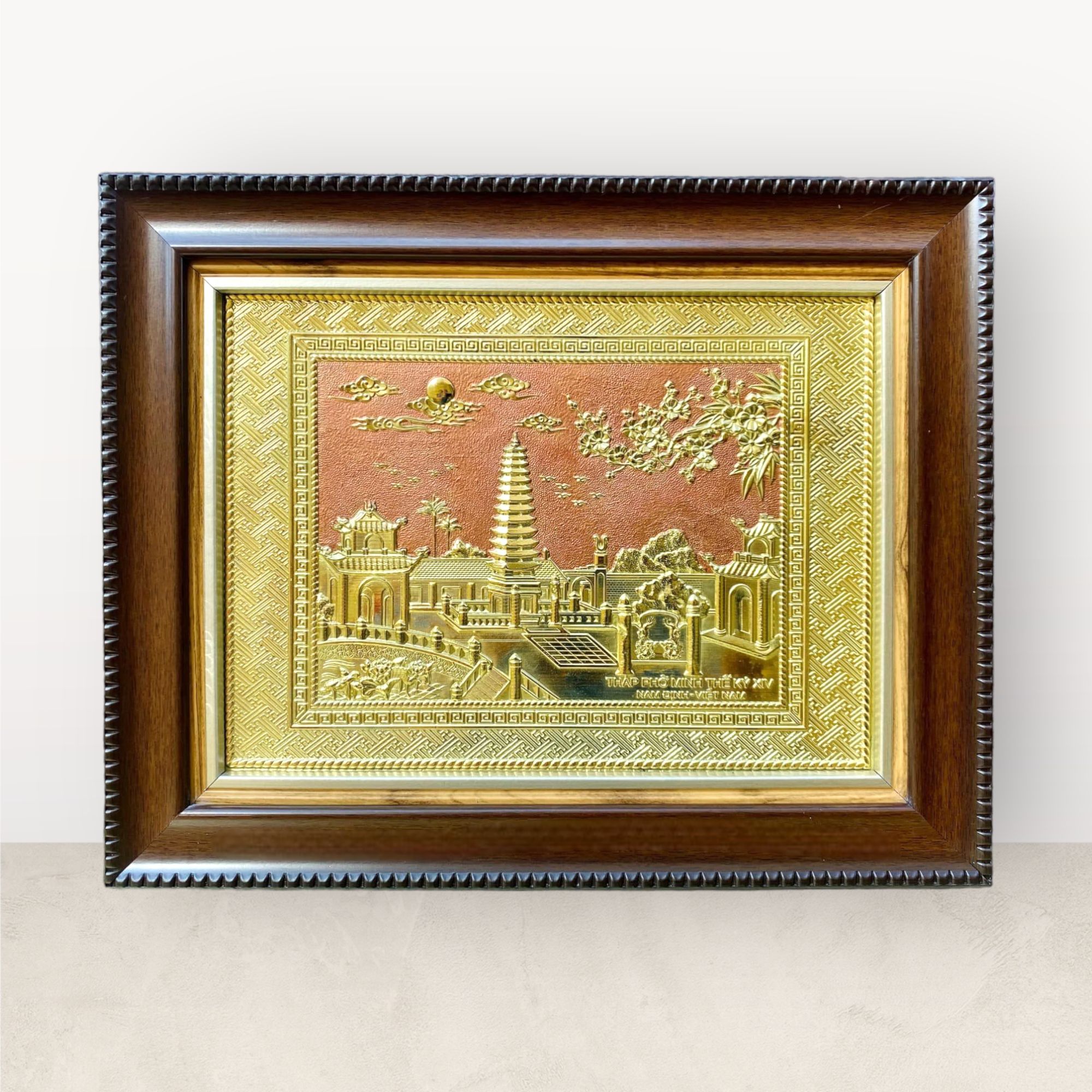  Tranh Tháp Phổ Minh thế kỉ XIV đồng vàng 28x34cm 