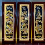 Tranh Tứ Quý Đồng Đỏ Dát Vàng 1m2x40cm 
