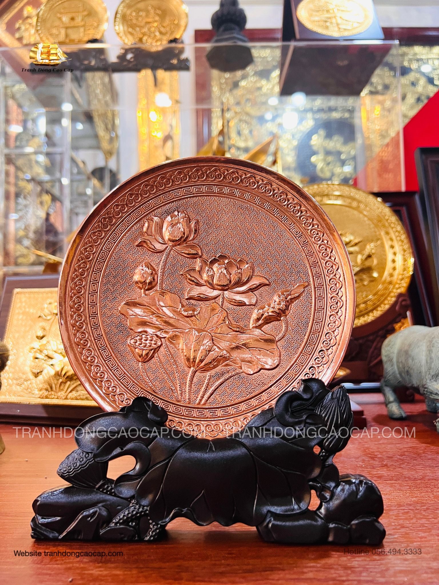  Tranh Đĩa Hoa Sen Để Bàn ( đường kính 20cm ) 