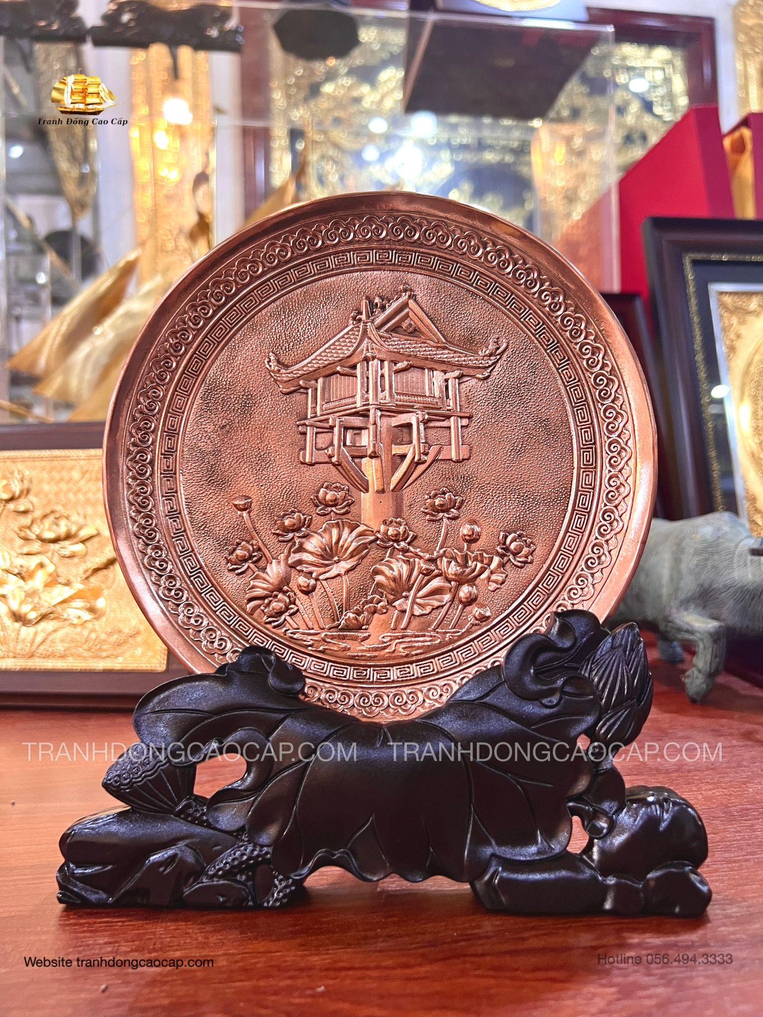  Tranh Đĩa Chùa Một Cột Để Bàn ( đường kính 19cm ) 