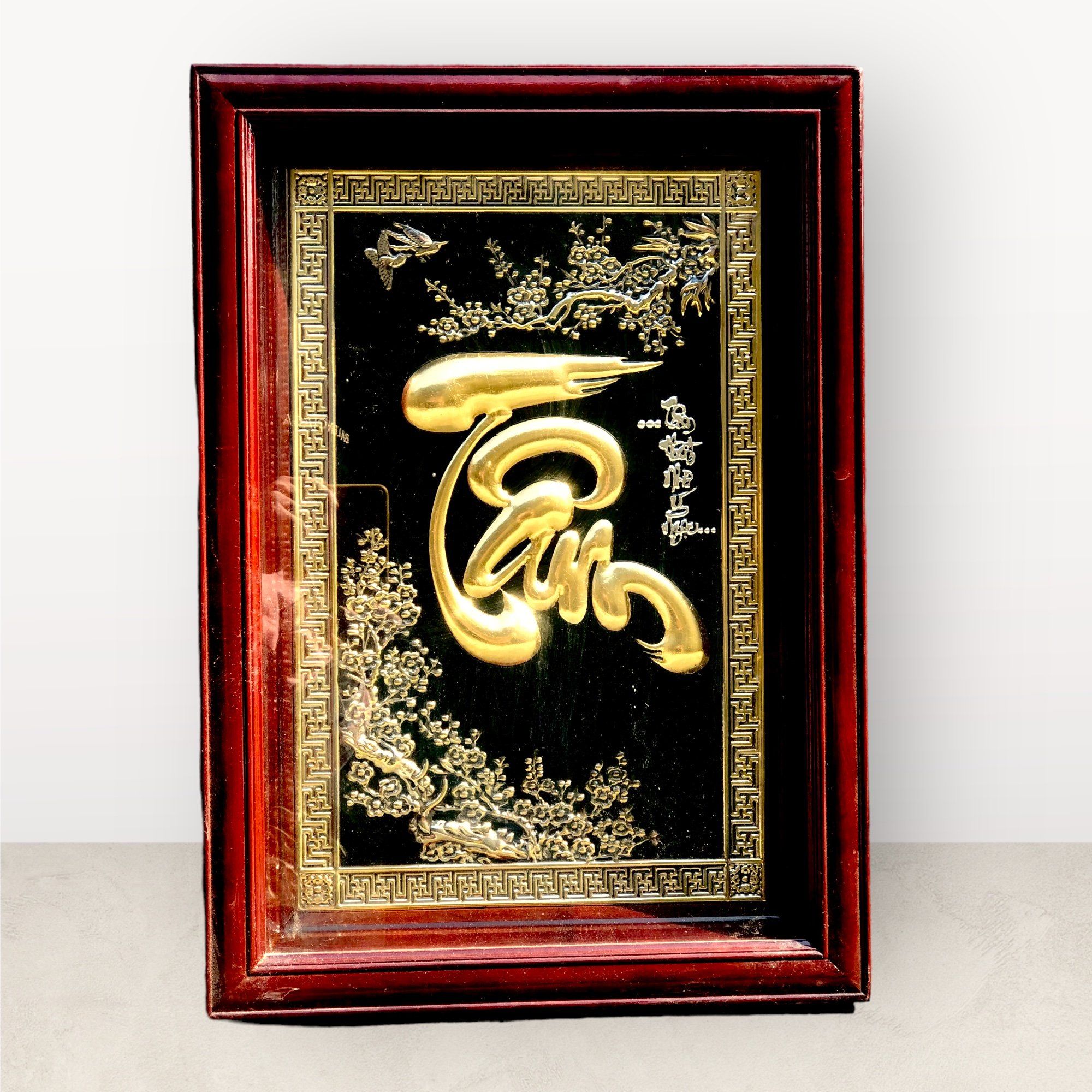  Tranh chữ Tâm dát vàng chữ 38x54cm 