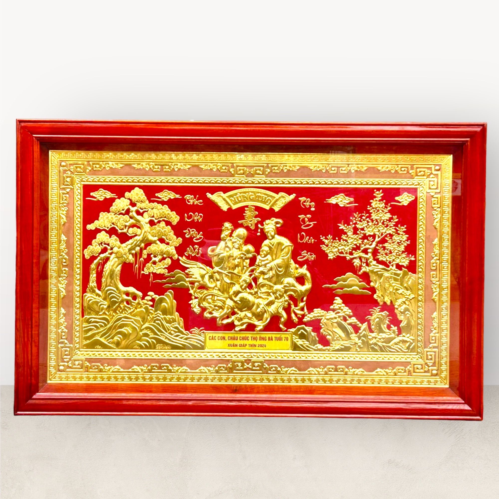  Tranh Mừng thọ ông bà dát vàng 66x106cm 