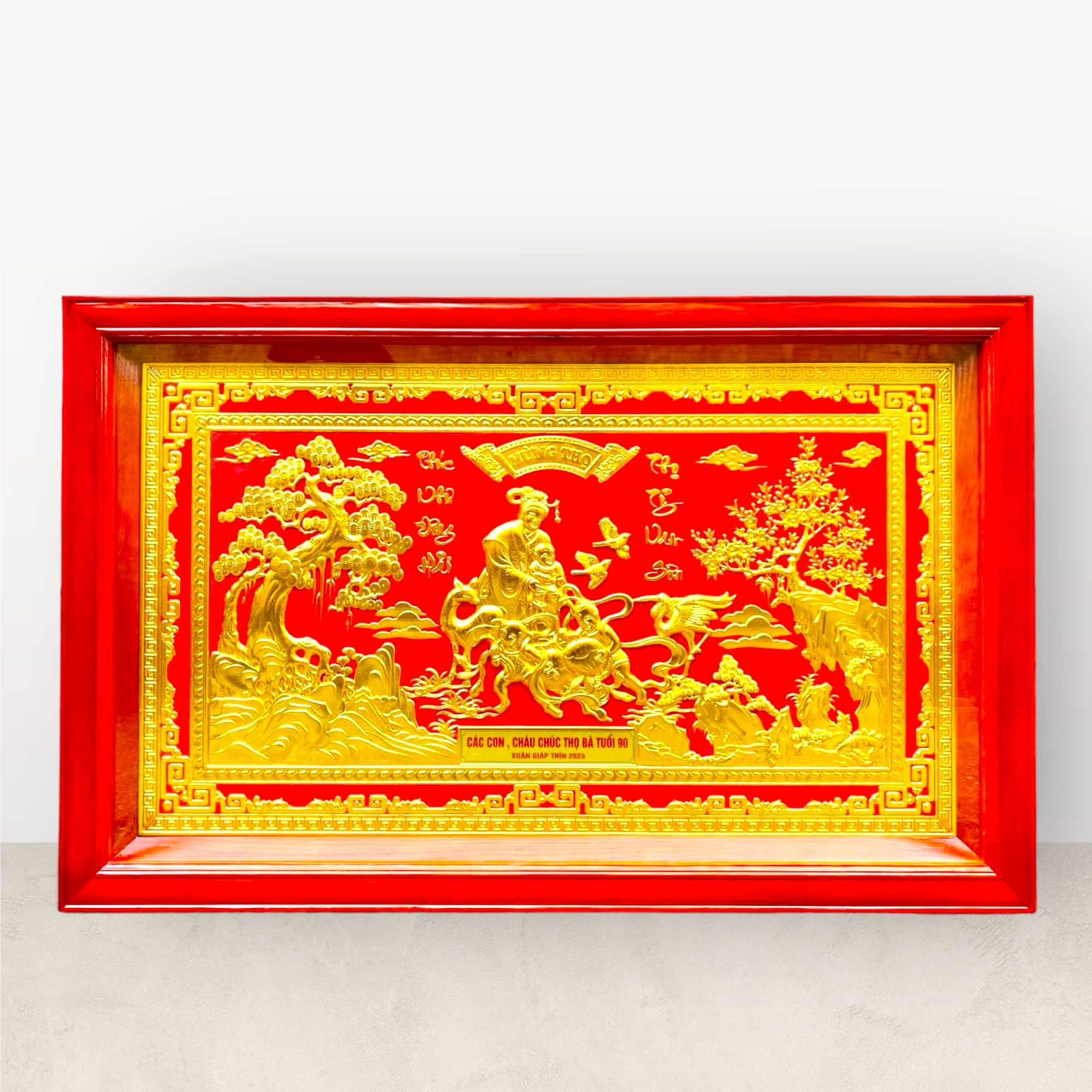  Tranh Mừng thọ bà dát vàng 66x106cm 