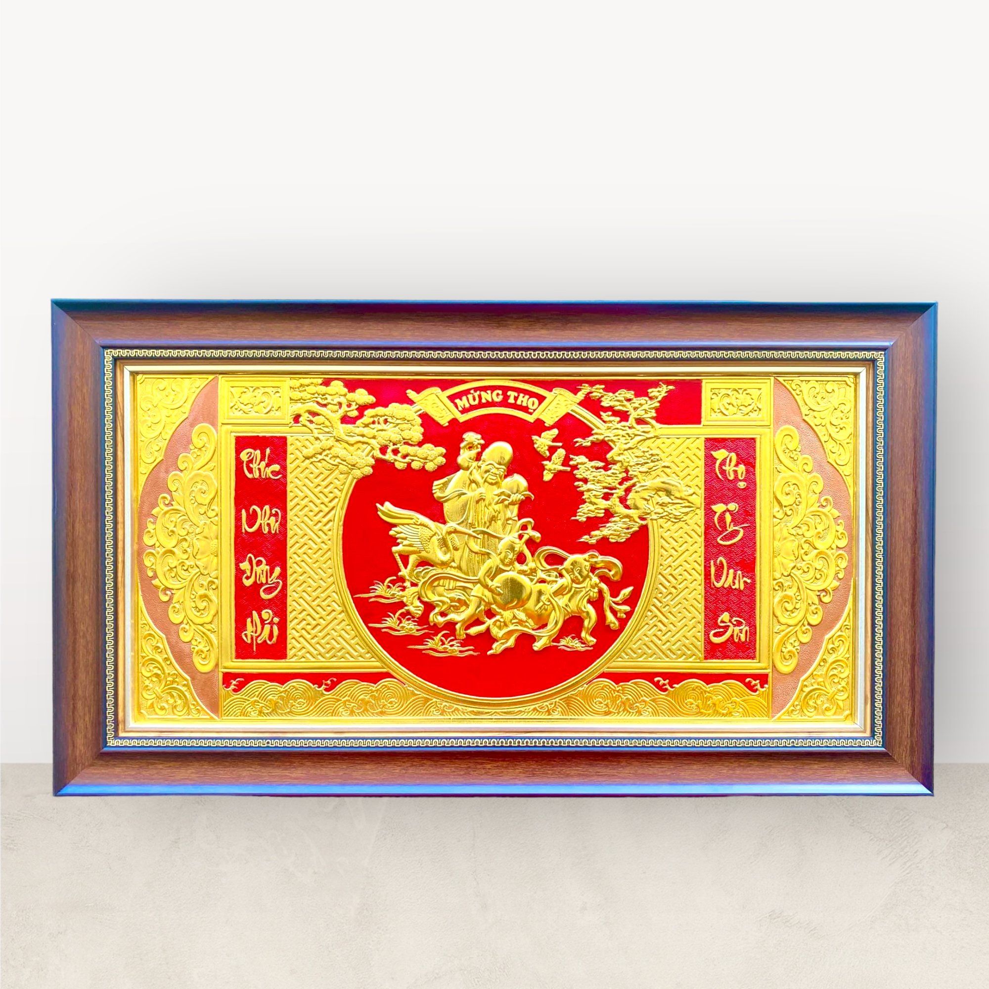  Tranh Mừng thọ ông dát vàng 40x70cm 