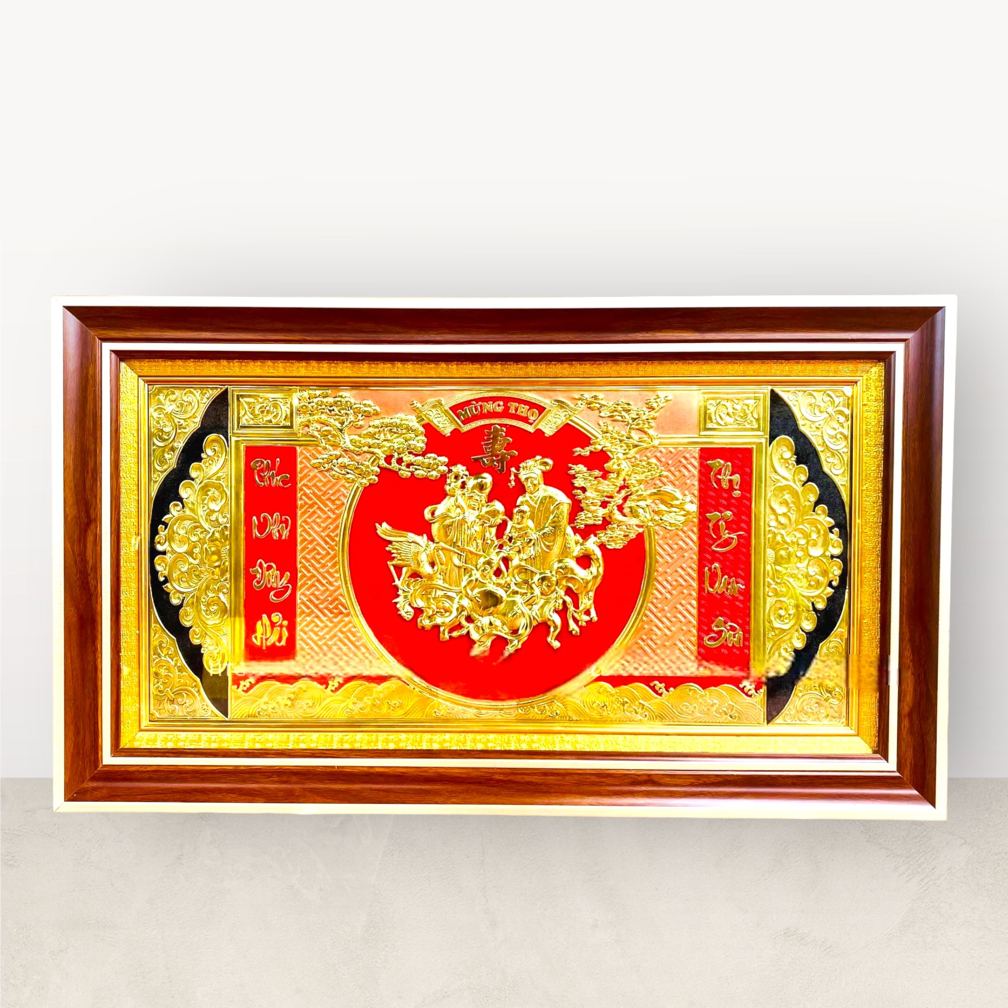  Tranh Mừng thọ ông mạ vàng 24K 42x72cm 