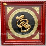  Tranh Chữ Tâm, Chữ Mạ Vàng 24k ( kích thước 81cm x81cm ) 