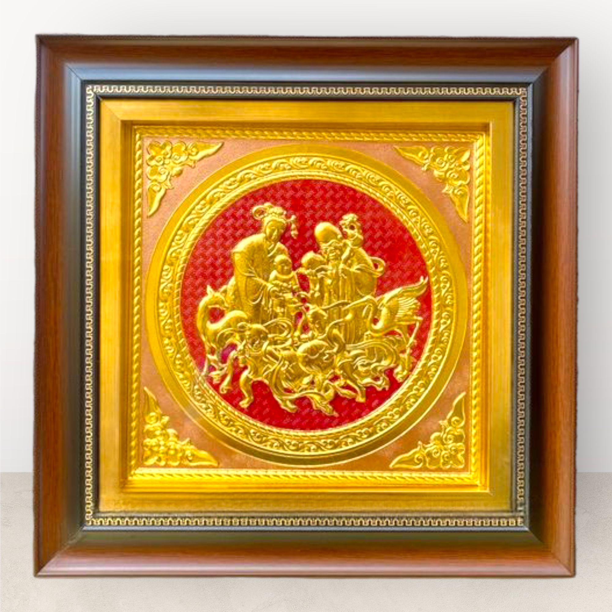 Tranh Mừng thọ ông bà dát vàng 42x42cm mẫu 2 