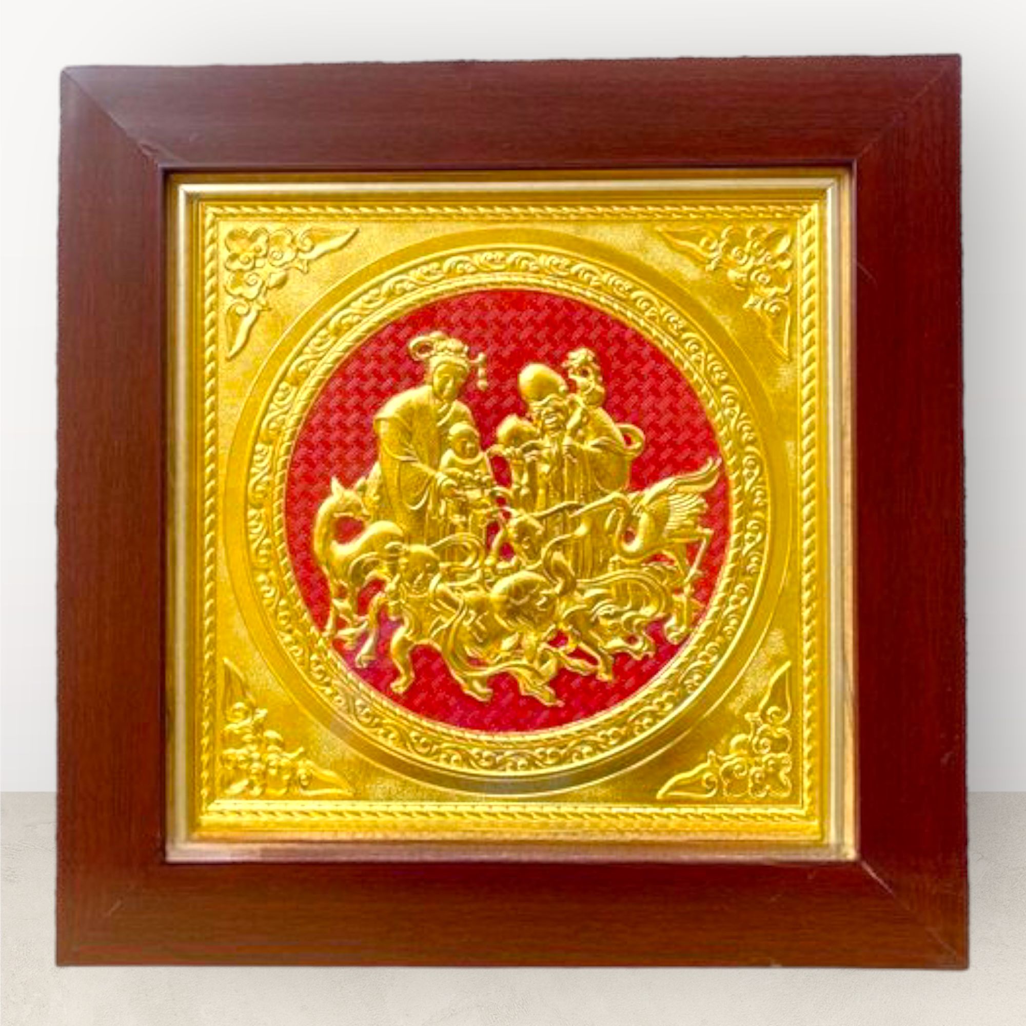  Tranh Mừng thọ ông bà dát vàng 42x42cm mẫu 1 