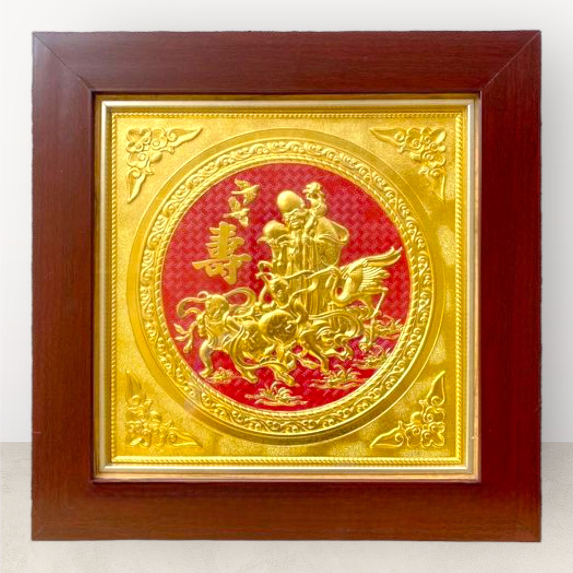  Tranh Mừng thọ ông dát vàng 42x42cm 