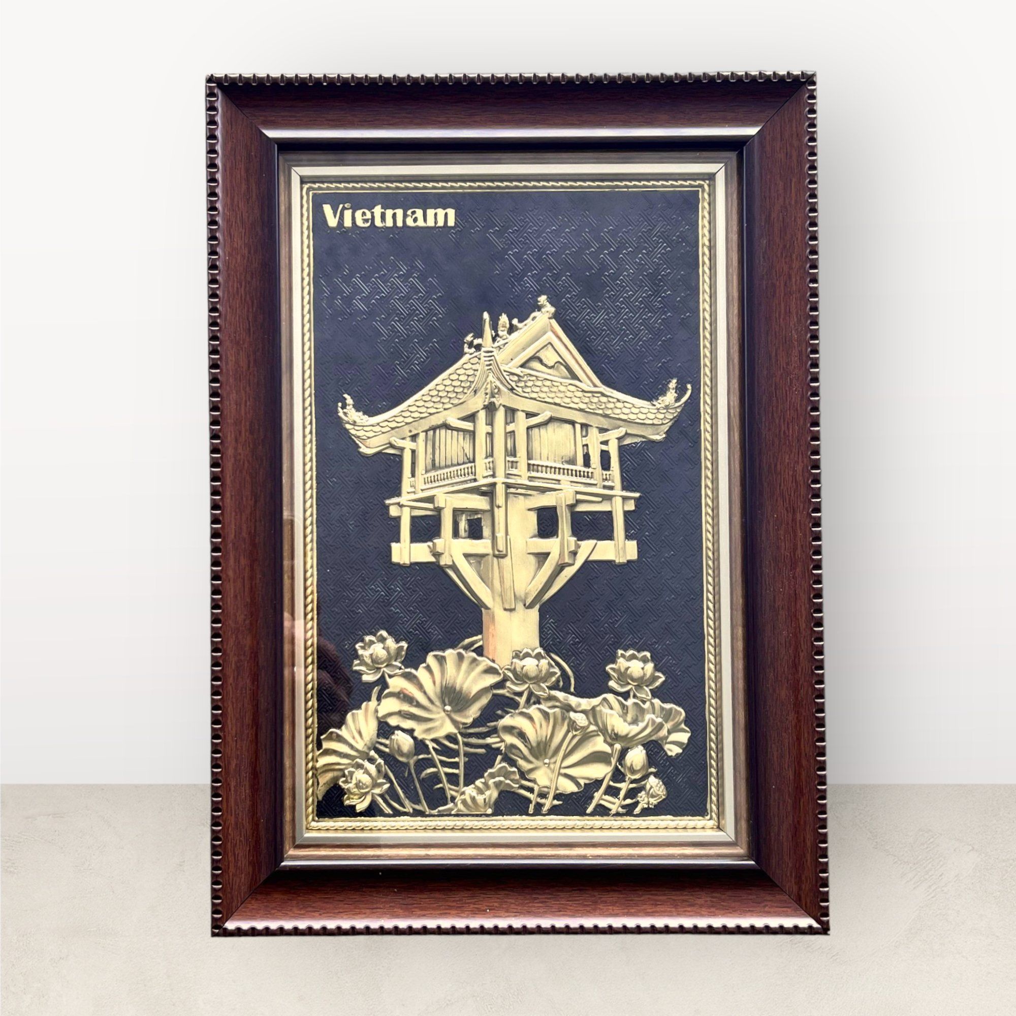  Tranh Chùa Một Cột đồng vàng 28x38cm mẫu 2 