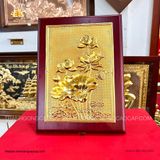  Tranh Hoa Sen Mạ Vàng 24K Để Bàn ( kích thước 23cm x 32cm ) 