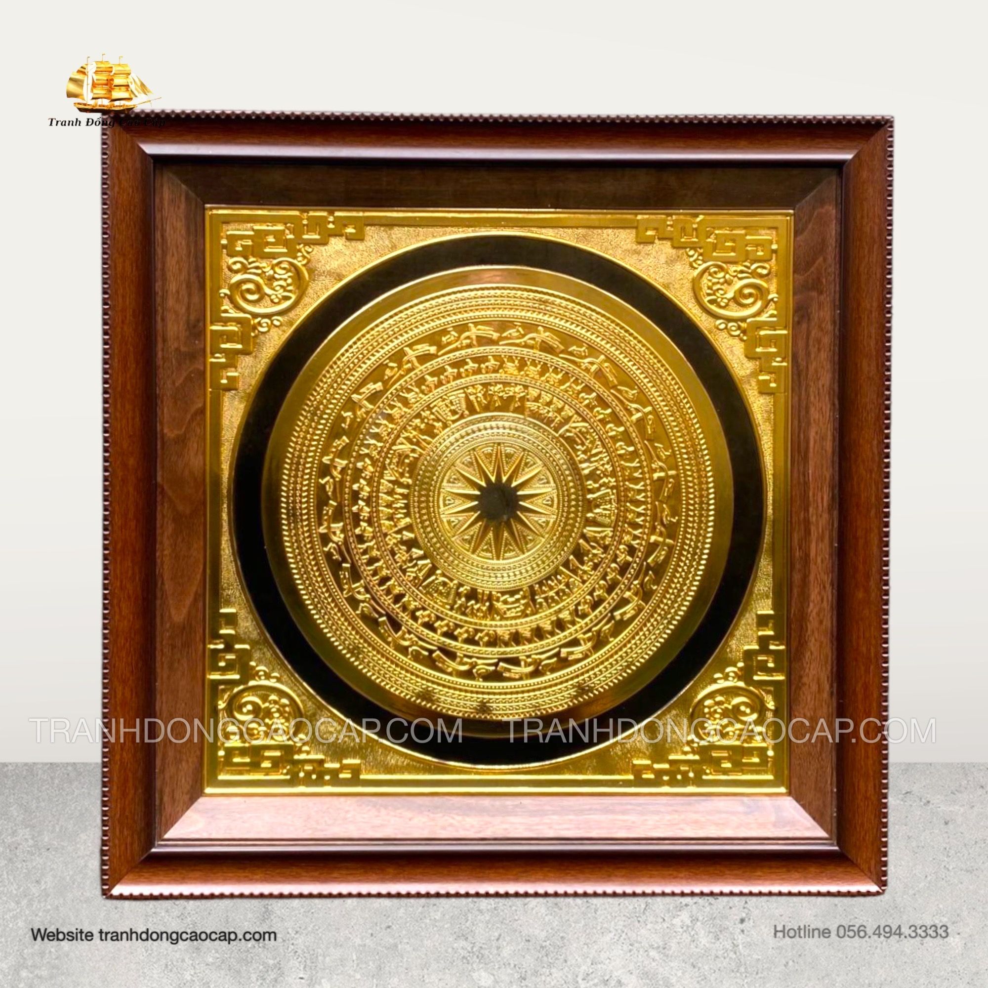  Tranh Trống Đồng Mạ Vàng 24K ( kích thước 48cm x 48cm ) 