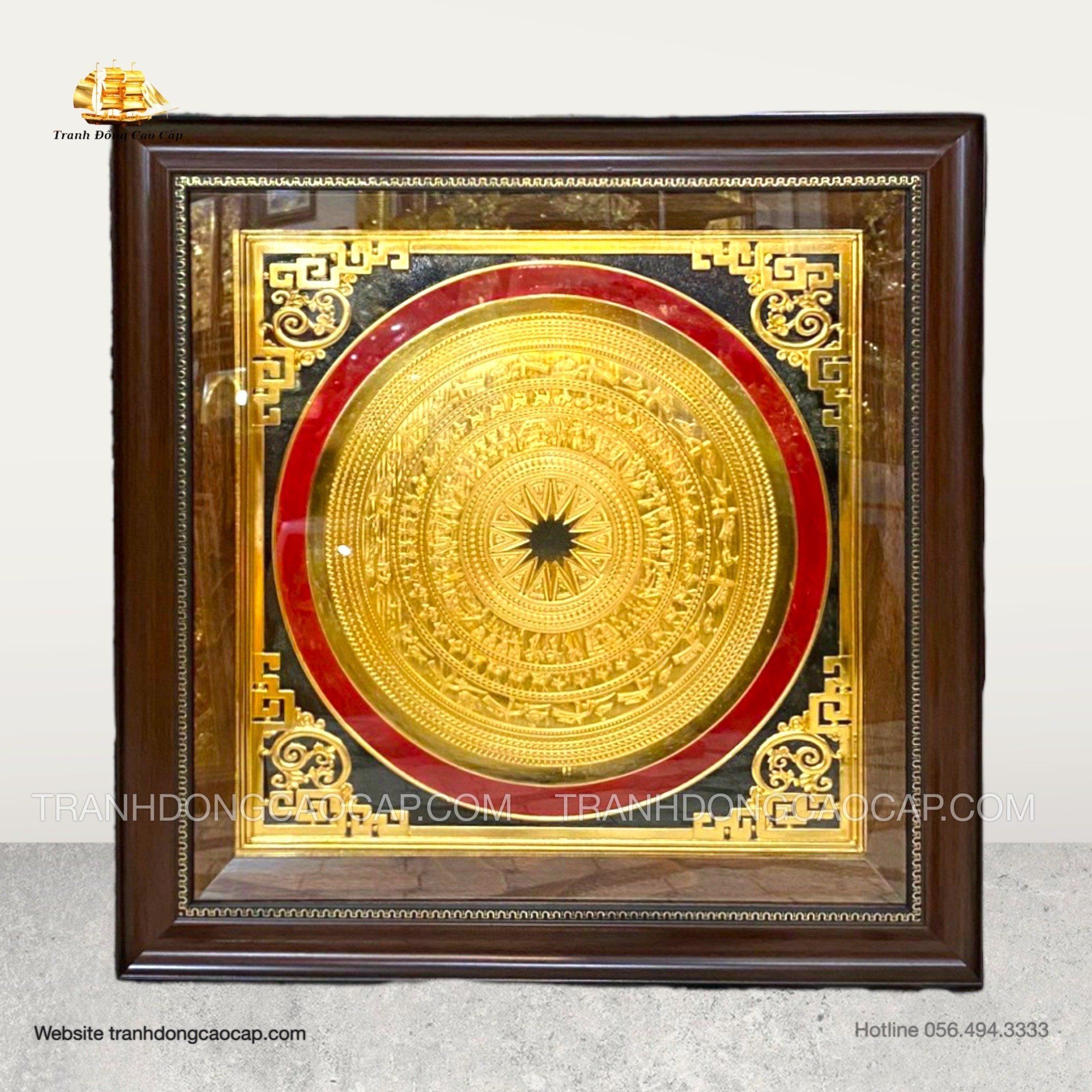  Tranh Trống Đồng Mạ Vàng 24K ( kích thước 48cm x 48cm ) 