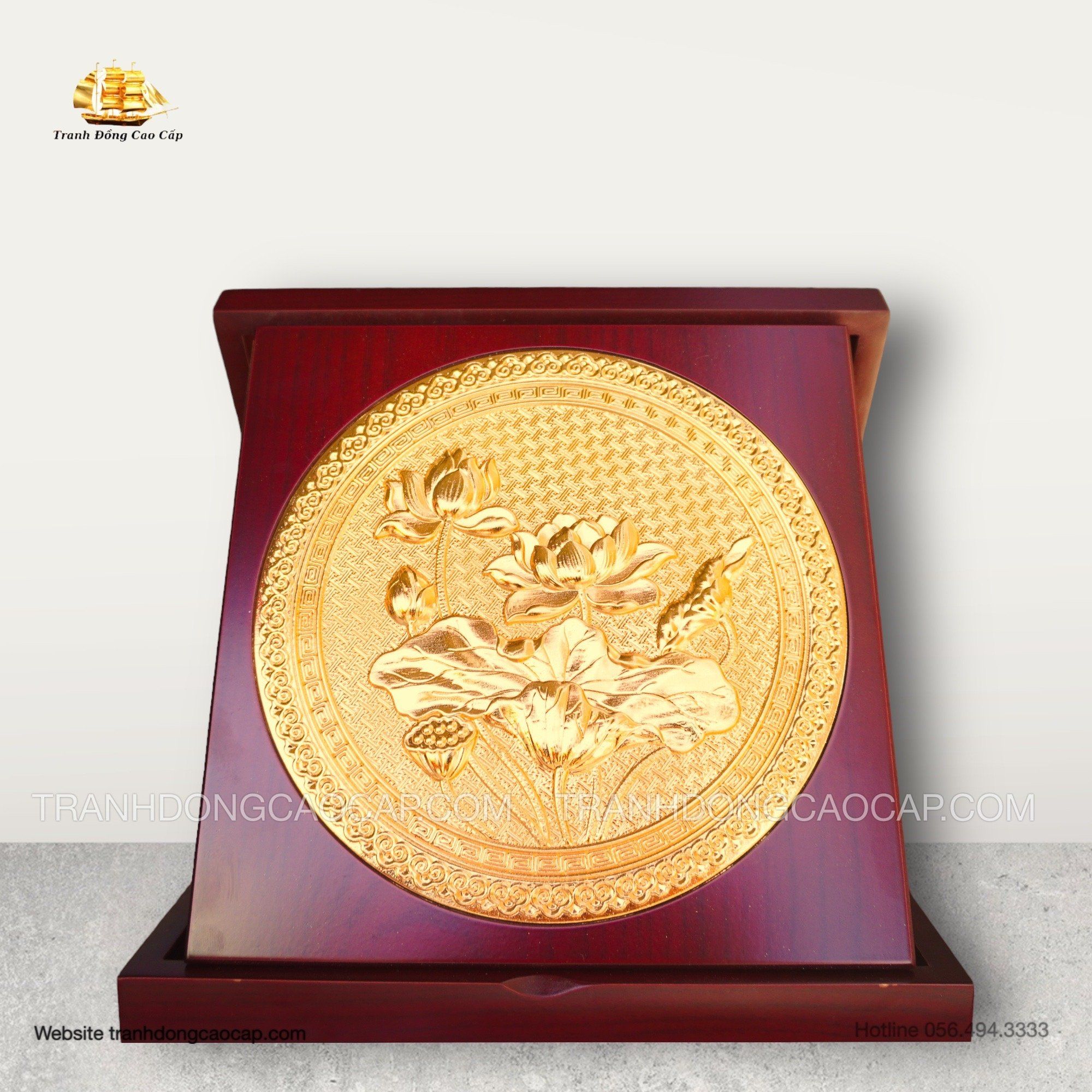  Tranh Hoa Sen Mạ Vàng 24K Để Bàn ( kích thước 23cm ) 