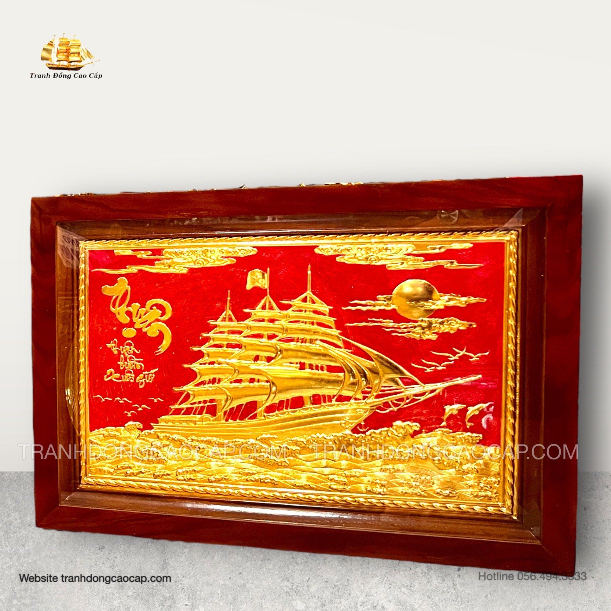  Tranh Thuận Buồm Xuôi Gió Mạ Vàng 24K ( kích thước 38cm x 54cm ) 