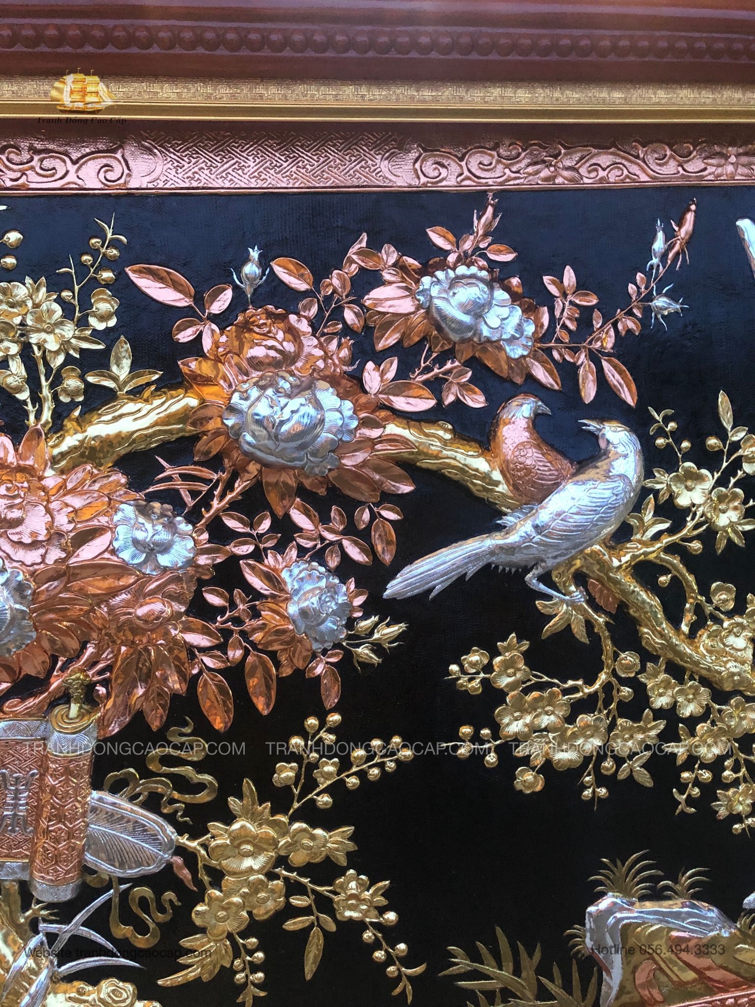  Tranh Vinh Hoa Phú Quý Dát Vàng Bạc Cao Cấp ( kích thước 107cm x 197cm ) 