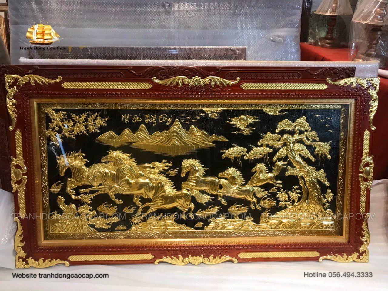  Tranh Mã Đáo Thành Công Dát Vàng Bạc ( kích thước 120cm x 230cm ) 