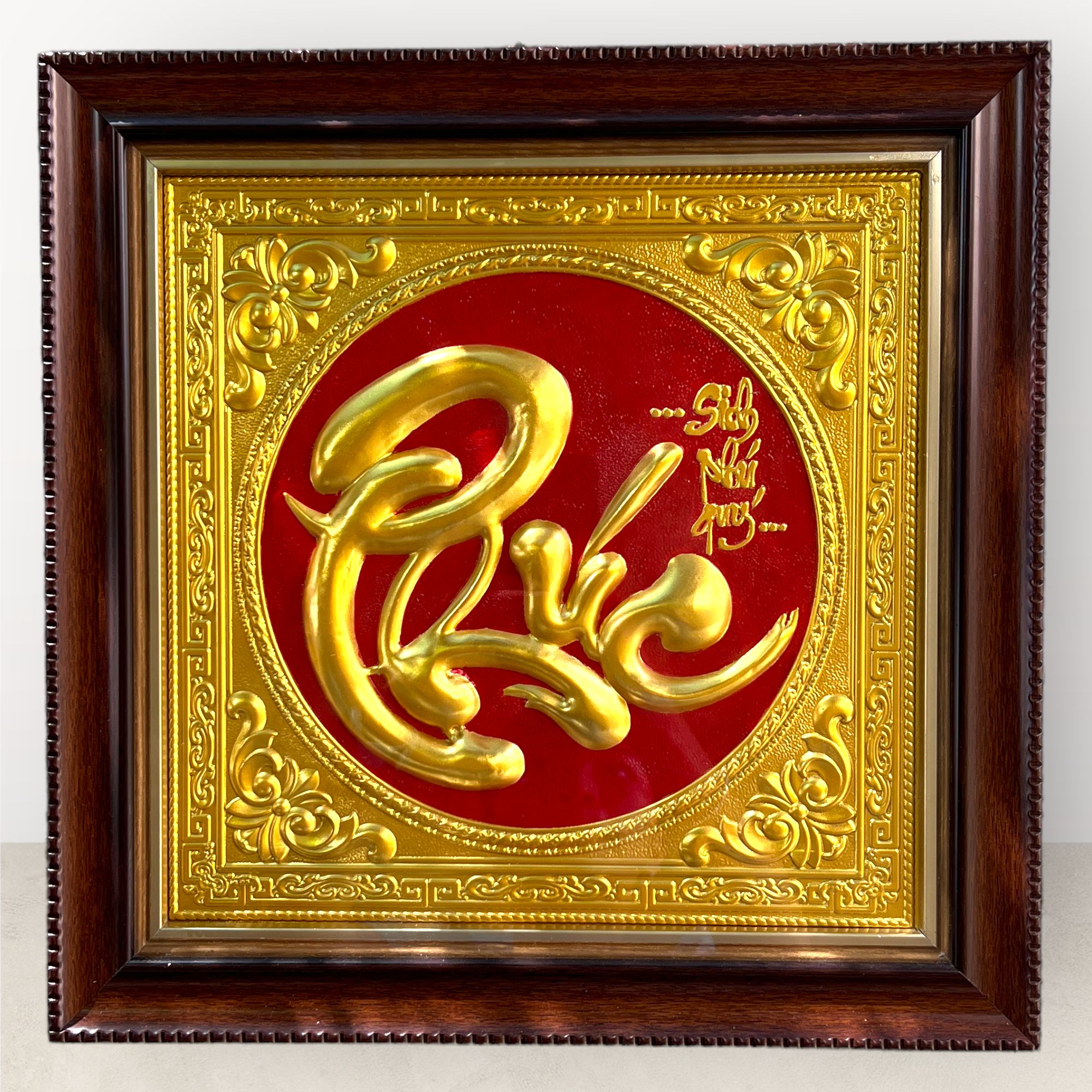  Tranh chữ Phúc dát vàng 42x42cm 